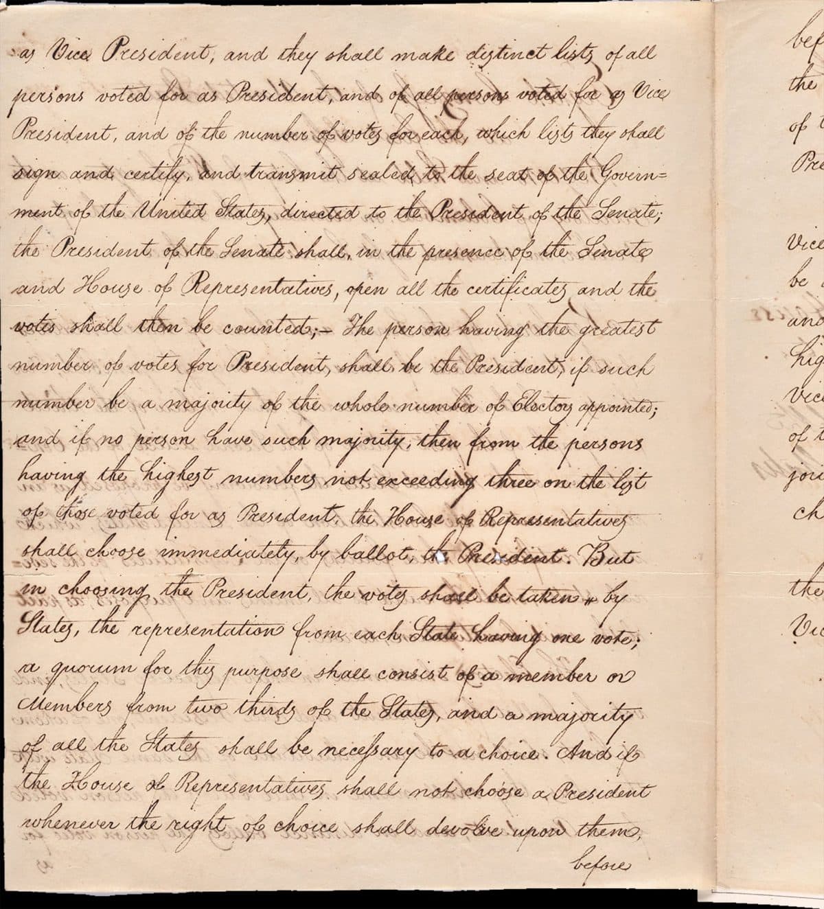 Certified Manuscript Copy of the Twelfth Amendment as Approved by Congress,  1803